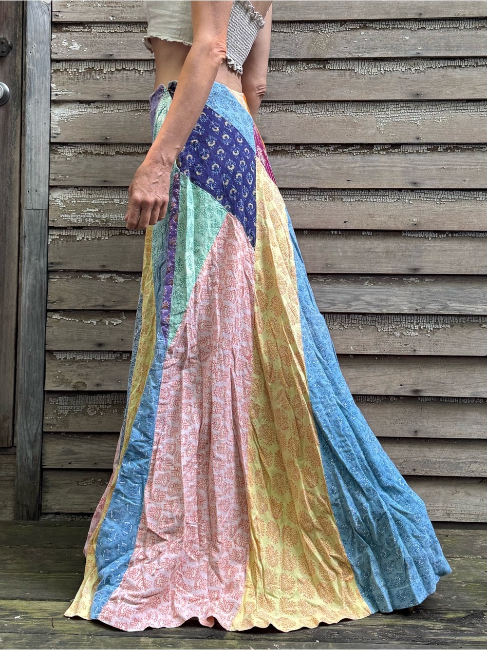 VTG Festival Bohemian Patchwork Maxi Skirt - Pastel Multi - Picture 3 of 16